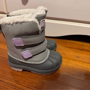 Gray and Purple Kids Winter Boots
